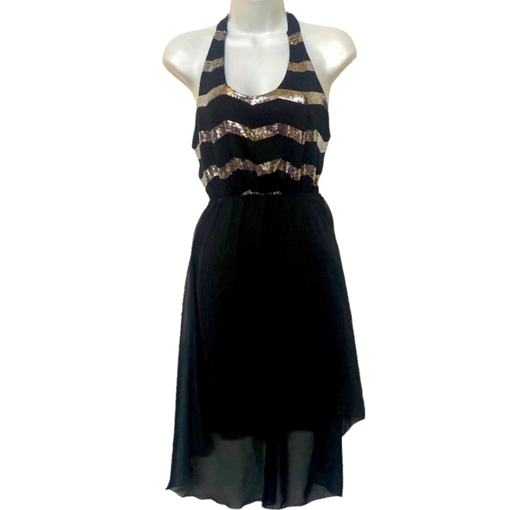 Black High Low dress with Silver Sequins Y2K